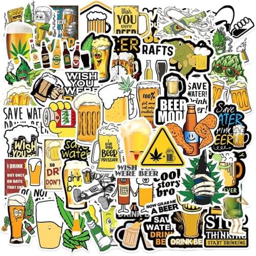 10/30/50pcs/Set Funny Beer Grafftit Waterproof Stickers For Mobile phone cover Refrigerator Computer Guitar Motorcycle Notebook