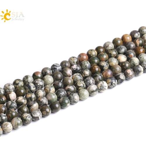 CSJA Natural Old Kambaba Stone Reiki Healing Health Loose Beads 4 6 8 10mm Women Men Handmade DIY Charm Bracelets Necklaces F253