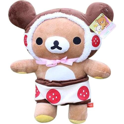 New Cute Rilakkuma Bear Strawberry Chocolate Birthday Cake Big Plush Stuffed Toy Doll Kids Children Christmas Gifts 38cm