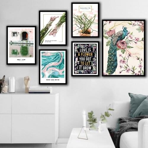 Bird and Flower Nordic Posters And Prints Wall Art Canvas Painting Wall Pictures For Living Room Decor