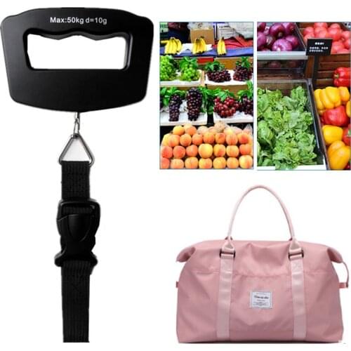 50Kg 10g Portable Mini Digital Hand Held Fish Hook Hanging Scale Electronic Weighting Luggage Scale blue Backlight Display40%off