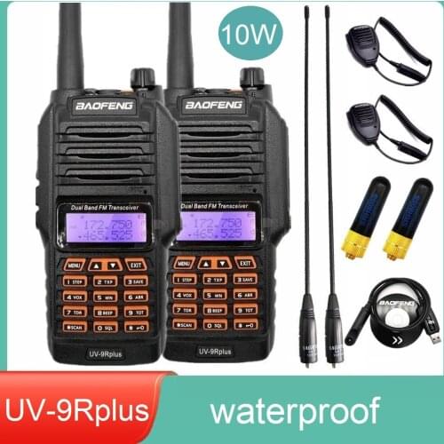2pcs Baofeng UV-9R PLUS Waterproof Walkie Talkie 10W High Power Ham CB Radio Station Dual Band VHF UHF Two Way Radio Transceiver