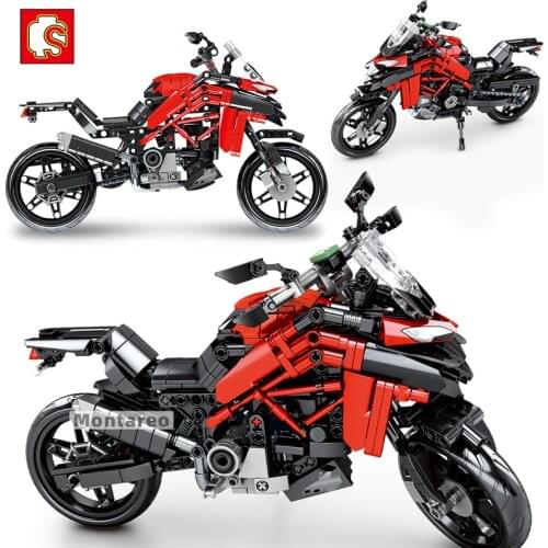 SEMBO MOC City 710pcs Famous Creative DIY Motorcycle Motorbike Model High-Tech Building Blocks Kit Boys Toys Gifts for Children