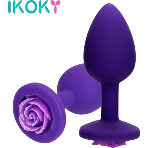 IKOKY Silicone Butt Plug Anal Sex Toys For Men Women Rose Flower Anal Plug Prostate Massage Erotic Adult Products