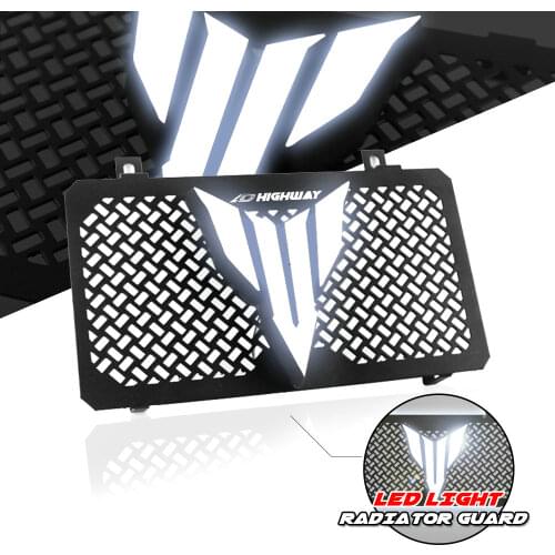 LED Light Bumb Motorcycle Radiator Grille Cover Guard Aluminum Oil Cooler Protection Protetor for Yamaha MT03 MT-03 06-13