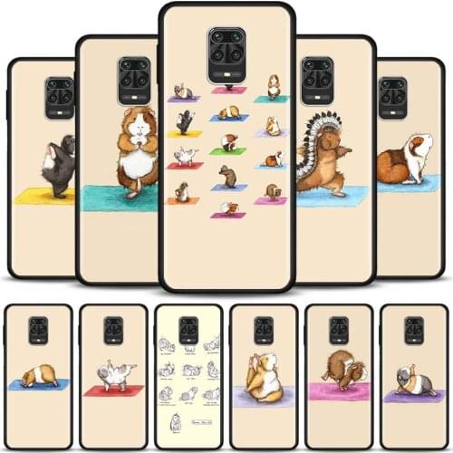 Phone Case for Xiaomi Redmi Note 10 Pro Max India 5G K40 Plus 9 9s 8T 8 Pro 7 8A 9A 9C 9T 9i 9 Black Cover Yoga Guinea Pigs Art