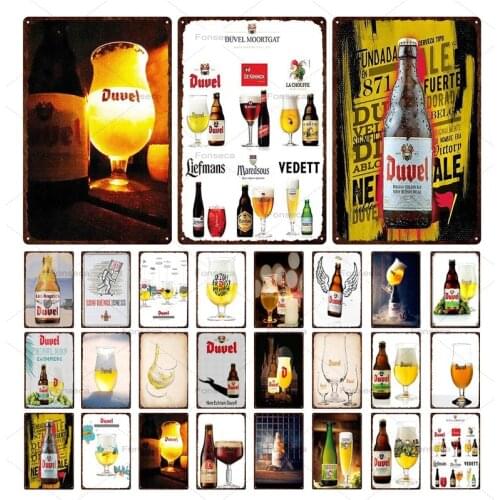 Vintage Duvel Beer Tin Sign Decorative Metal Plaque Bar Pub Man Cave Club Wine Area Home Wall Decoration Art Iron Painting