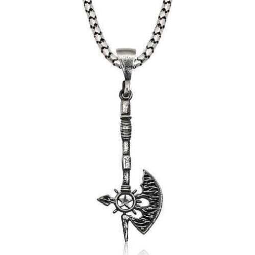 Real Silver 925 Jewelry Silver Axe Figured Male Necklace