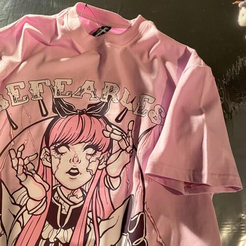 Pastel Goth T-shirt T Shirt for Women Girl Harajuku Tshirt Fairycore Clothes Pink Anime Graphic Gothic Punk Fairy Grunge