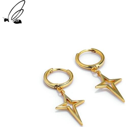 SSTEEL 925 Silver Cross Hollow Star Designer Drop Earrings Gift For Women 2021 Trend Boho Stones Beads Accessories Jewellery