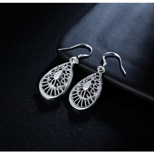 Charms fine 925 Sterling Silver vintage earrings for woman high quality Fashion party wedding Jewelry Christmas Gifts