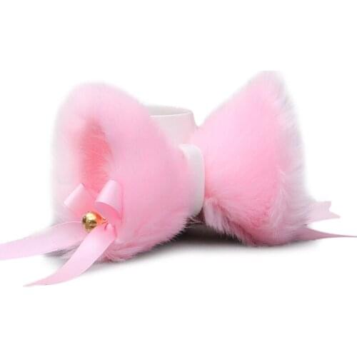 1 Pair Japanese Lolita Anime Hair Clips Cute Furry Cat Ears Hairpin with Bowknot Bell Cosplay Costume Snap Barrette