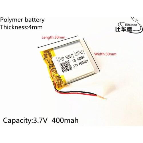 1pcs 3.7V 400mAh 403030 Lithium Polymer Li-Po li ion Rechargeable Battery cells For Mp3 MP4 MP5 GPS PSP mobile bluetooth