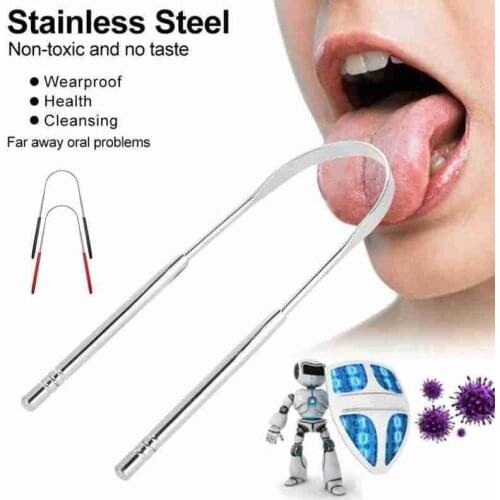 1pc Steel Tongue Scraper Brush Cleaning Scraper Oral Breath Hygiene Cleaner Oral Fresh Improve Tools Care Keep Tongue R7D9