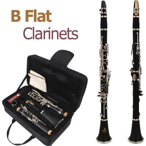 17 Key bB Flat Clarinet Bakelite Body Nickel Silver Plated Keys with Tube Cloth Screwdriver and Storage Box Accessories