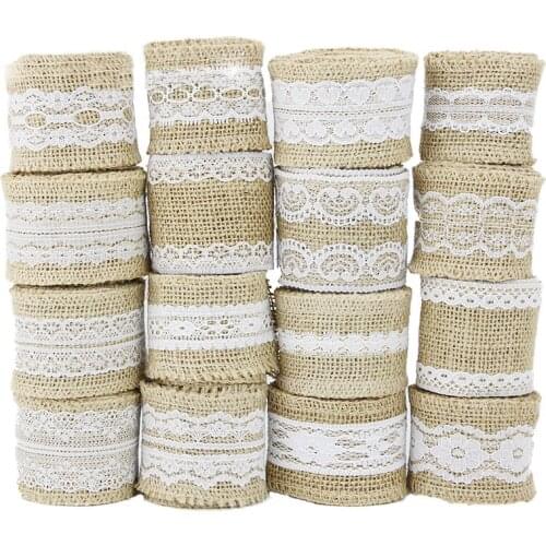 2 meters/lot) 5 cm natural jute burlap ribbon cotton edge DIY trim fabric sewing wedding decoration lace