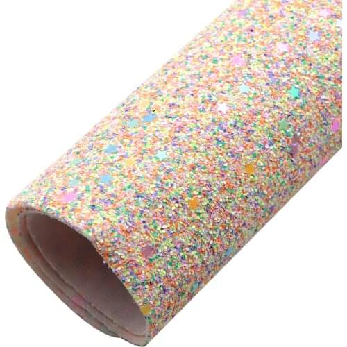 20*33cm Multicolor Chunky Glitter Faux Synthetic Leather Fabric For Bows Brooches Crafts DIY Jewelry Material,1Yc17931