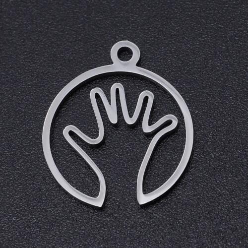 5pcs/lot 100% Stainless Steel Hollow Hand Charms Wholesale Bracelets Pendants Jewelry Making Charms Never Tarnish
