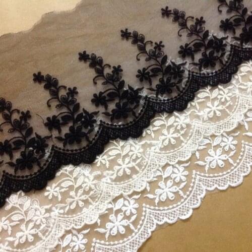 5Yards Vintage Wide Cotton flower embroidered Ganza Lace Trim fabric for Bridal Wedding Veil or Dress -QX