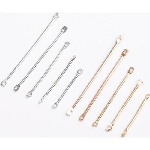 50pcs Double Hole Connecting Rod Metal Earrings Ear Clip Ear Hook DIY Handmade Jewelry Making Materials Accessories