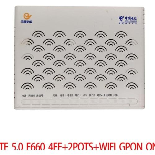 6pcs/Lot Used 5.0 F660 4FE+2POTS+WIFI onu gpon ont ZTE GPON ONU OLT without Power Second-hand onuFiber Optic Termination ,free s