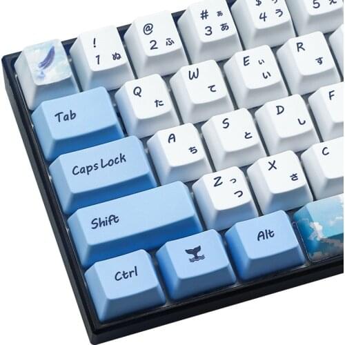 72 Keys Blue Young Keycap PBT Sublimation Japanese/US Keycaps OEM Profile Mechanical Keyboard Keycap Chinese Style GK61 GK64