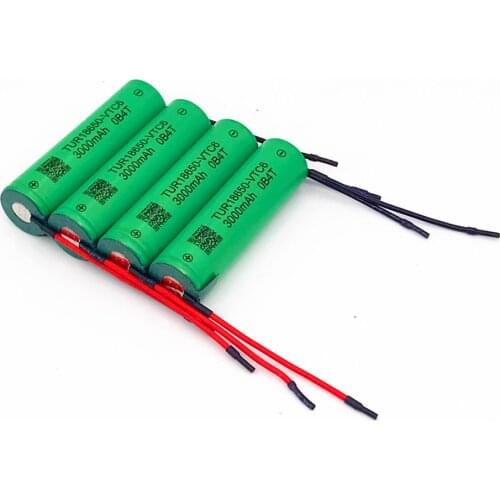 18650 VTC6 3000mAh Battery 30A Welding Wire for 12V 16.8V 18V 21V 25V Electric Drill Screwdriver Battery and E-bike Use MA17