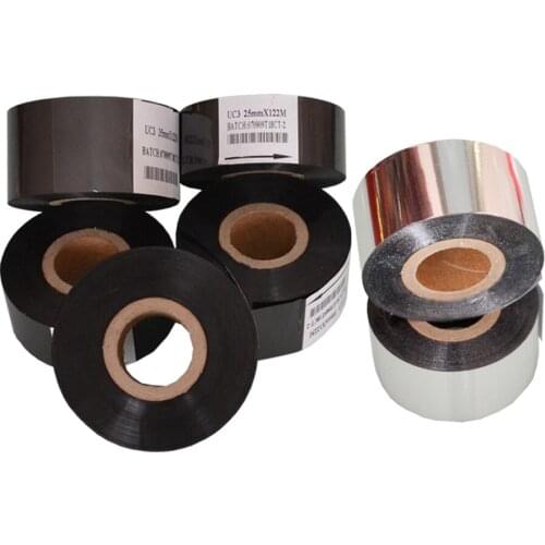 Black Width 35mm length 122m coding device date ribbon foil on plastic for packing bags