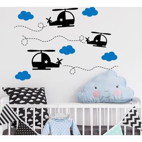 Hot Sale Airplane Wall Decal Cloud Sticker Boy Room Decor Baby Nursery Wall Art Stickers Design Custom Color Mural Poster LA741