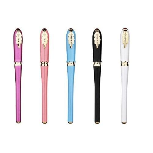 Exquise Leaf Design Gold Clip Elegant Extra Fine Financial Fountain Pen Hooded Nib Ink Pens The Best Christmas Gift for Lady