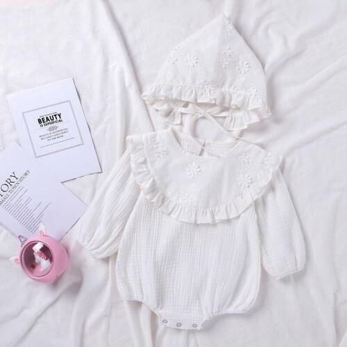 Infant Romper 2021 Spring Autumn New Embroidered Baby Girl Clothes Long-sleeved Children Romper Girls Triangle Romper 0-24 Month