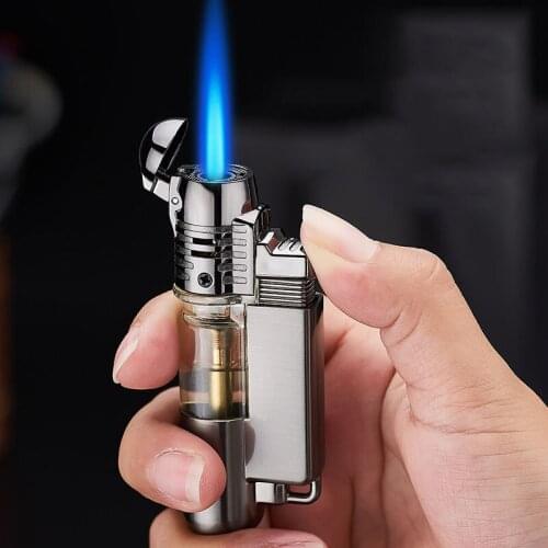 Creative direct windproof inflatable lighter cigar mosquito cigarette lighter moxibustion special high temperature blue flame