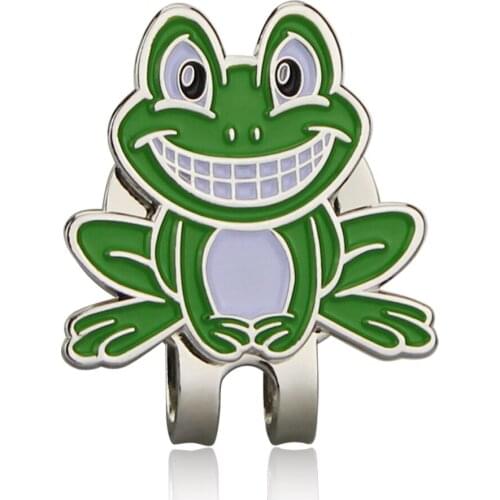 Pack 2 Pcs Smile Frog Golf Ball Mark w Magnetic Golf Hat Clip Green Mr Smile Frog Golf Marker Training Aids Drop Ship