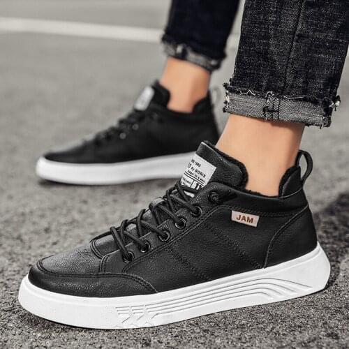 2021 Winter Mens High-top Sneakers Waterproof Men Cross-border Casual Men Flats Sneakers Keep Warm Black Fashion Shoes