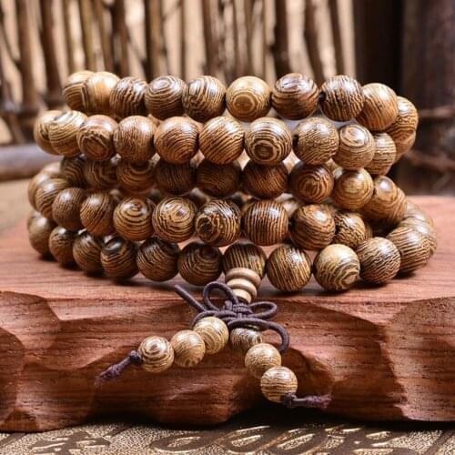 Natural Ebony Tibetan Buddha Mala Bracelet wooden 108 Bead necklace Black Charm Multilayer Bracelets For Women Men Jewelry Gift