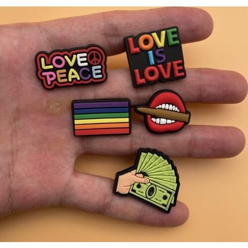 Single Sale 1Pcs Dollar Sign Personalized Slogan Shoe Charms Shoe Accessories Decoration Fit Croc Jibz Kids Party Gifts 15P-7L1