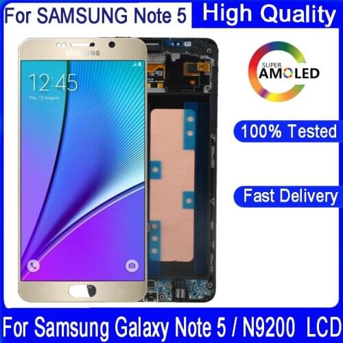 5.7 inch Original LCD Display With Frame for SAMSUNG Note 5 N9200 SM-N920 N920C N920A N920F LCD Touch Screen Assembly replace