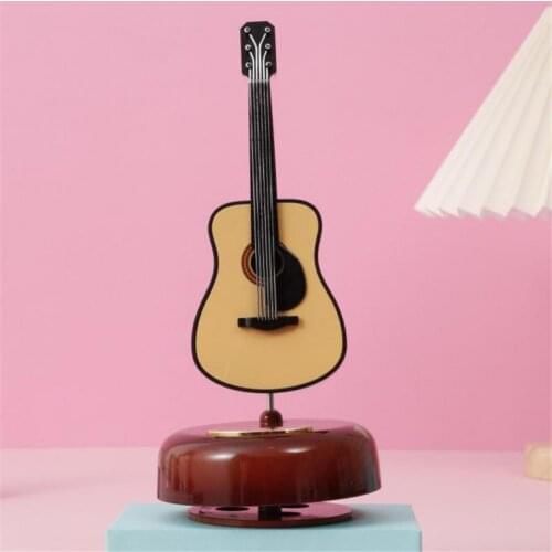 Plastic Guitar Pipa Violin Music Box Christmas New Year Gifts Rotary Music Box Childrens Holiday Home Living Room Decoration