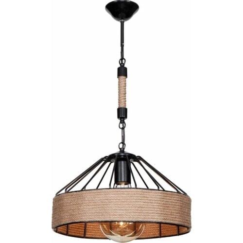 Country Style Pendant Single Lamp Jute Rope Brown Home Chandeliers Lighting Ceiling Vintage Retro Decorative Lamb Lustre Lampara