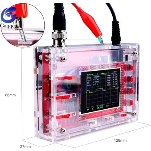 Fully Assembled Digital Oscilloscope 2.4" TFT Display Probe Alligator Test Clip for Arduino with Transparent Acrylic Case