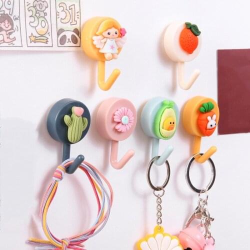 Simple and Cute Fruit Cartoon Wall Hanging Bathroom and Bedroom Punch-free Seamless Paste Hook Key Hanger Holder Wall Hook