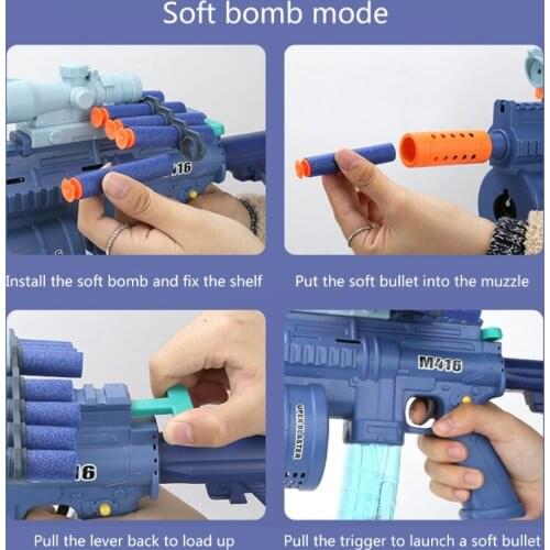 Bubble Guns EVA Foam Blaster Melee Game Outdoor Play Game Boy’s Gift Interactive Toy Guns with Music Light for Kids 3+ A2UB