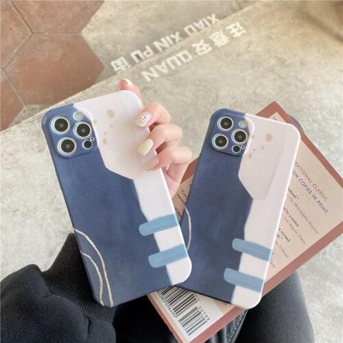 Retro smog line abstract oil painting art Japanese Phone Case For iPhone 12 11 Pro Max Xr Xs Max 7 8 Plus 7Plus case Cute Cover