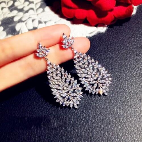 Choucong Luxury Flower Drop earrings Marquise Cut AAAAA cz Real 925 Sterling silver Party Wedding Dangle Earrings for women