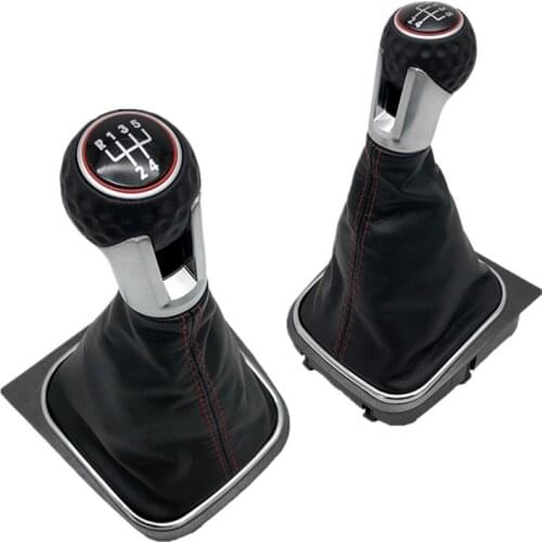 Gear Shift Knob For VW Golf 6 MK6 GTI GTD R20 2009-2014 5/6 Speed Manual Car Stick Lever Shifter HandBall Gaiter Boot Cover Case