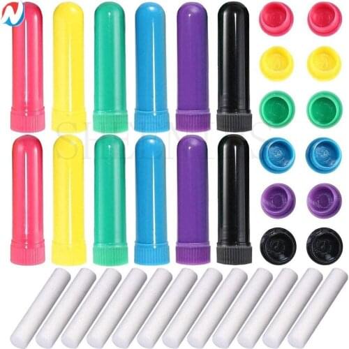 Sheenirs 12 Set Essential Oil Plastic Nasal Inhaler Refillable Aromatherapy Nasal Inhaler Blanks with 24pcs Unscented wicks