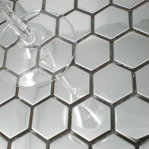 Silver color hexagon 26mm stainless steel metal mosaic for kitchen backsplash tiles bathroom shower wall tiles hallway mosaic