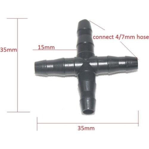 60PCS Cross 4/7mm Hose Straight Tee Connector Threaded Four-Way Joint Garden Water Greenhouse Micro Irrigation Pipe Tools