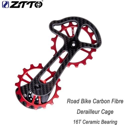 ZTTO Road/MTB Bike Carbon Fibre derailleur Cage With 16T Ceramic jockey wheel 16T Oversize Lower Pulley Bicycle Accessories