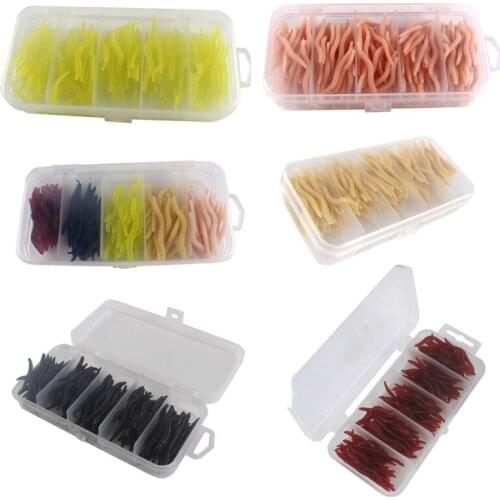 150pcs Boxed Fake Earthworm Toy Silicone Soft Stretchy Realistic Earthworms Simulated Fishing Artificial Lures Baits